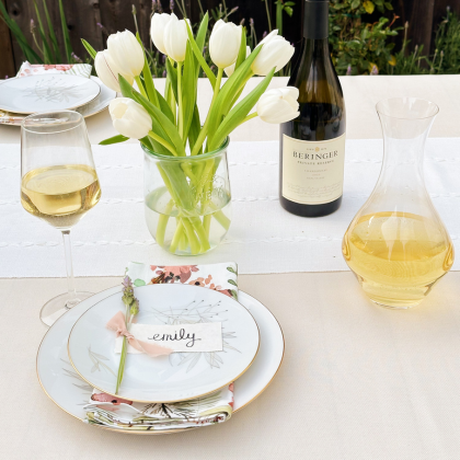 Private Reserve Chardonnay on brunch table