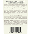 Beringer 2012 Private Reserve Cabernet Sauvignon Back Label, image 3